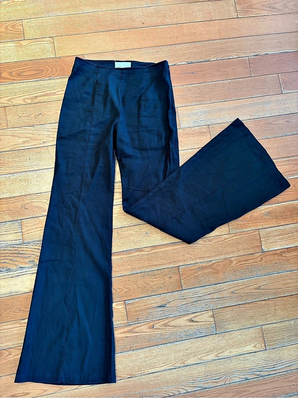 Anthropologie Wide Leg Linen-Blend Pants in Black Size 4